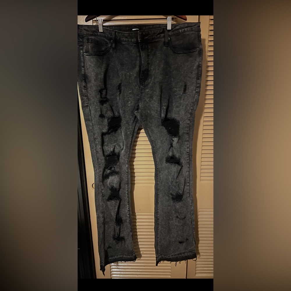 Men's Distressed Black Jeans